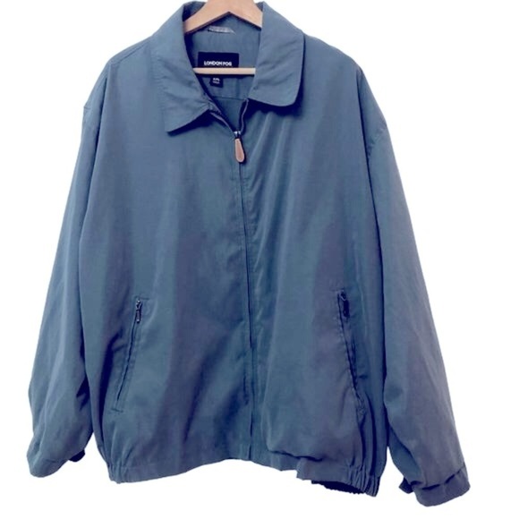 LONDON FOG Jacket Dusty Blue Mens Size XXL Full Zip Pockets Lined EUC 2XL - Picture 1 of 9